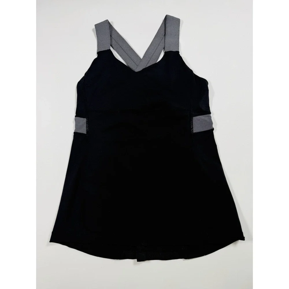 Lululemon Cross Back Tank Black Grey Workout Top Size 6